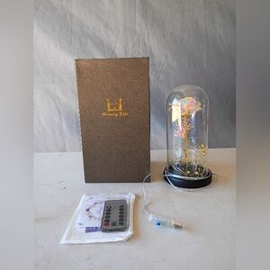 Gold LED Rose in Glass Dome